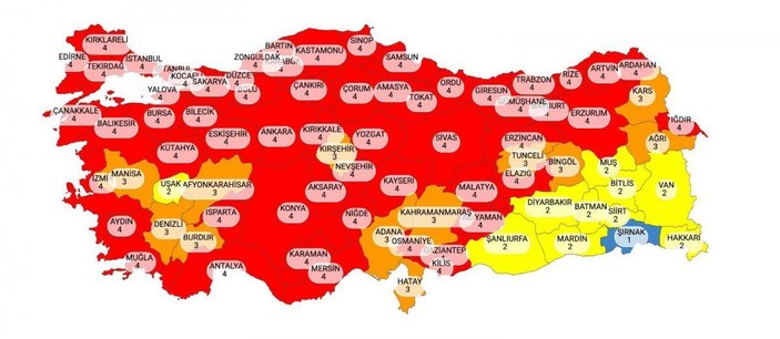 Düşük riskli (Mavi) iller hangileri? En az vaka olan il hangisi? Türkiye güncel risk haritası..