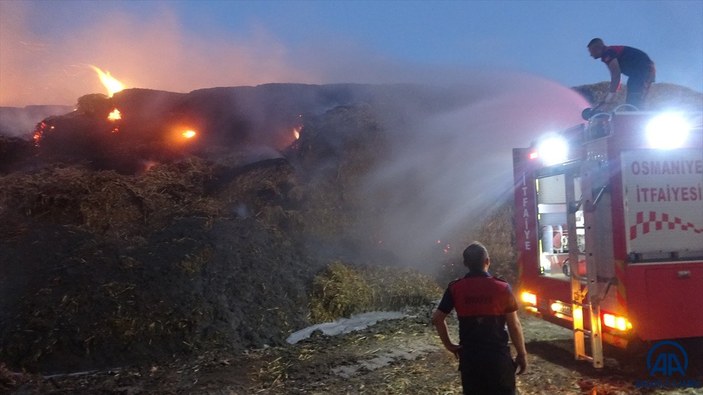 Adana'da mısır silajı balyalarının bulunduğu tarlada yangın çıktı