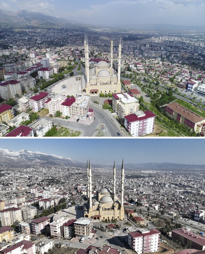 Kahramanmaraş’ta deprem öncesi ve sonrası fotoğraflar