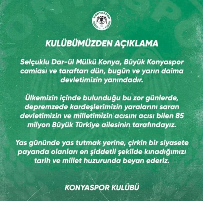 Konyaspor ve Kayserispor: Devletimizin yanındayız