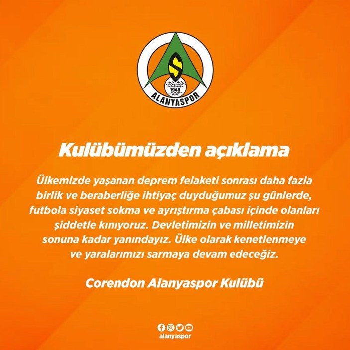 Konyaspor ve Kayserispor'dan açıklama: Devletimizin yanındayız