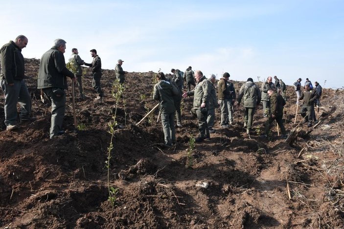 Depremde vefat edenler için Bursa'da fidan dikildi