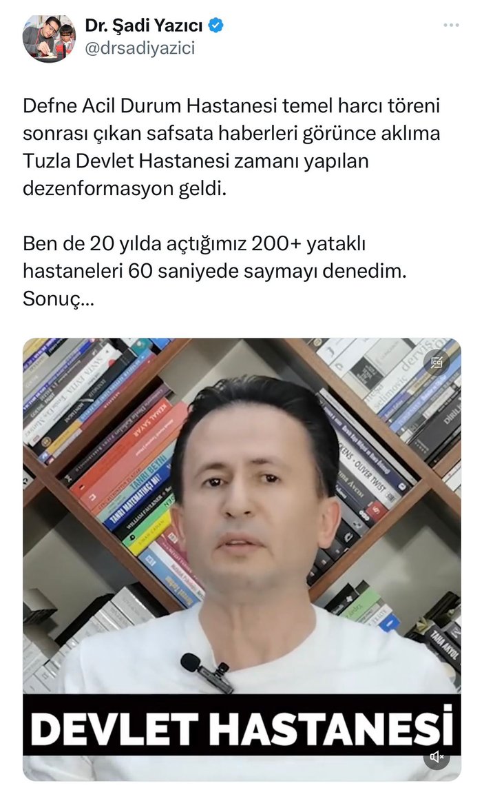 Tuzla Belediye Başkanı Şadi Yazıcı, AK Parti döneminde açılan hastaneleri 1 dakikada saymayı denedi