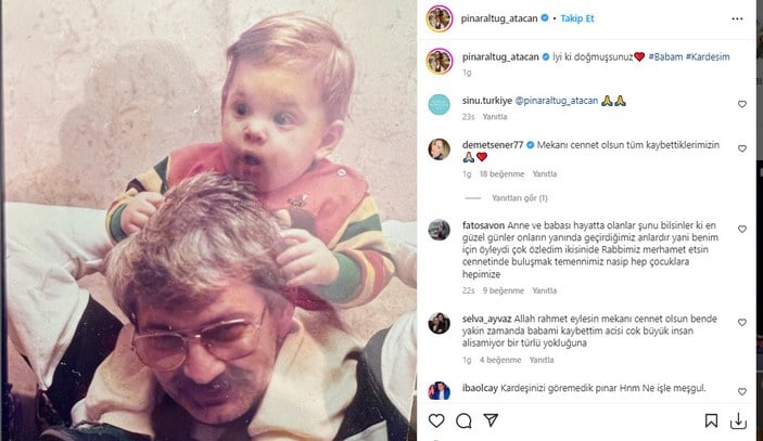 Pınar Altuğ kardeşi ile babasının doğum gününü kutladı