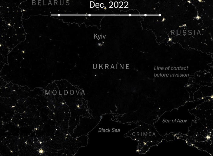 Uydular havadan görüntüledi! Rusya, Ukrayna'yı karanlığa gömdü