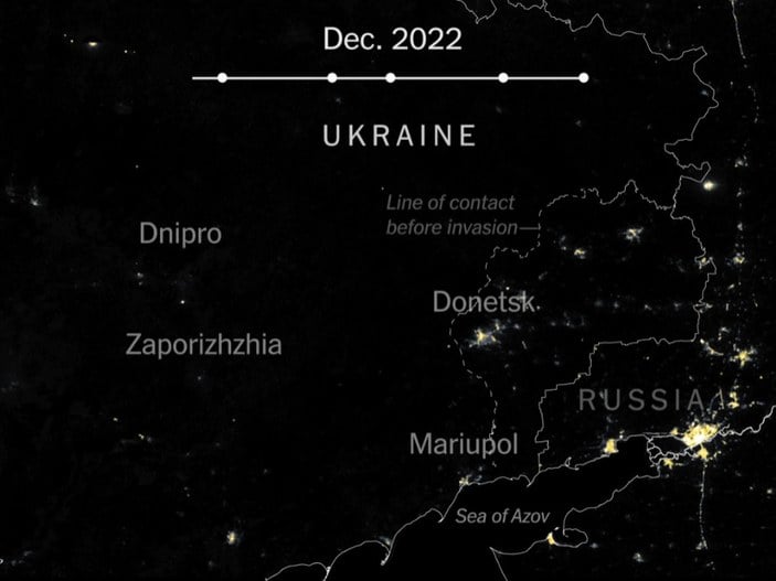 Uydular havadan görüntüledi! Rusya, Ukrayna'yı karanlığa gömdü