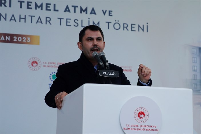 Murat Kurum, Elazığ'da afet konutları temel atma töreninde konuştu