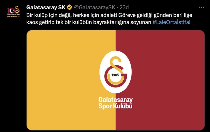 Fenerbahçe-Beşiktaş derbisi sonrası Galatasaray'dan Lale Orta paylaşımı