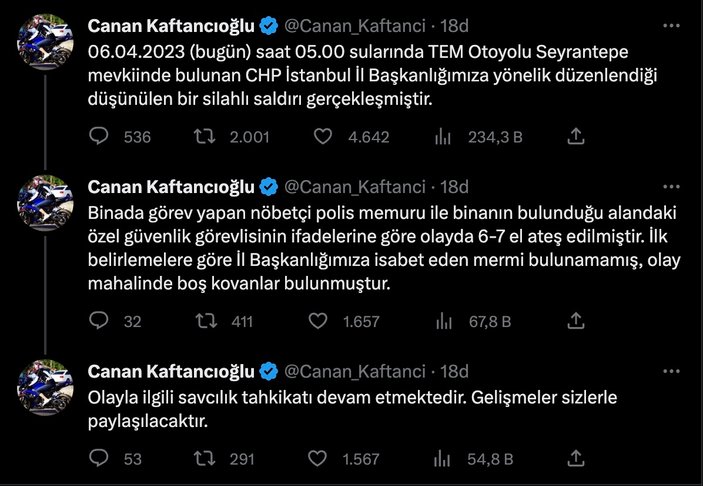 Canan Kaftancıoğlu: İstanbul İl Başkanlığımıza olduğu düşünülen bir silahlı saldırı gerçekleşti