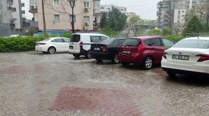 İzmir, dolu yağışıyla beyaza büründü #1