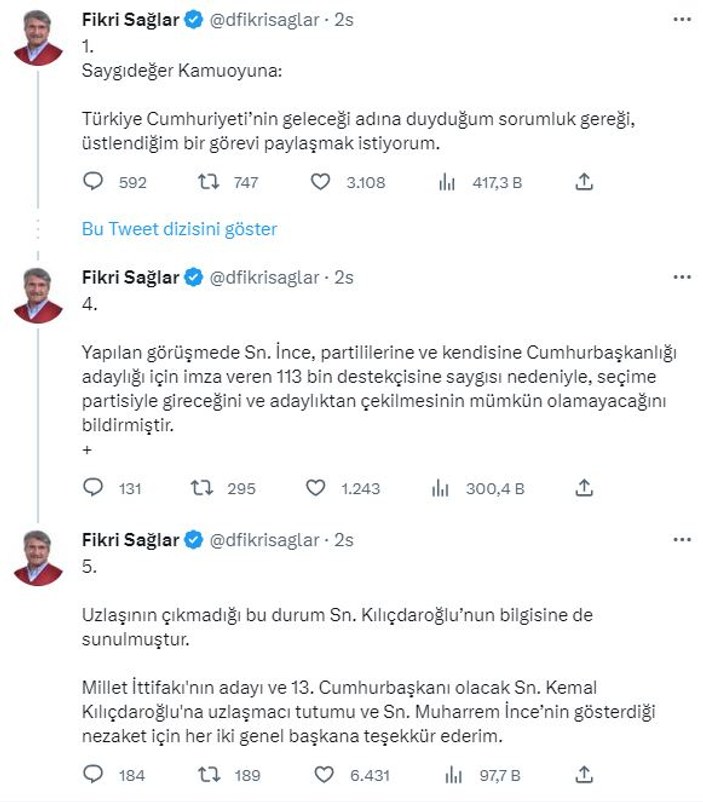 Kemal Kılıçdaroğlu'nun 'teklif yaptık' sözlerine Muharrem İnce'den cevap