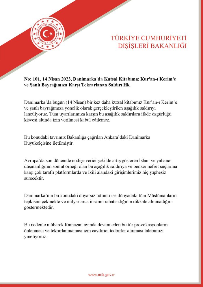 Danimarka Büyükelçisi Dışişleri Bakanlığına çağrıldı: Sert tepki gösterildi