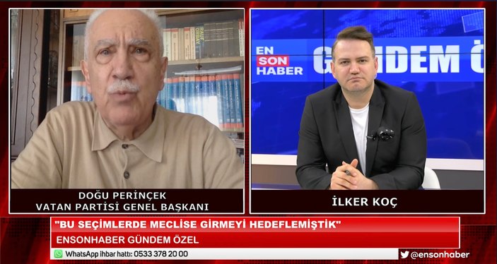 Doğu Perinçek'ten, Ensonhaber ekranında Millet İttifakı'na peş peşe eleştiriler: Kazanırlarsa kaos çıkar