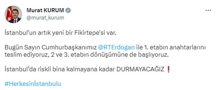 Bakan Murat Kurum: İstanbul'un artık yeni bir Fikirtepe'si var