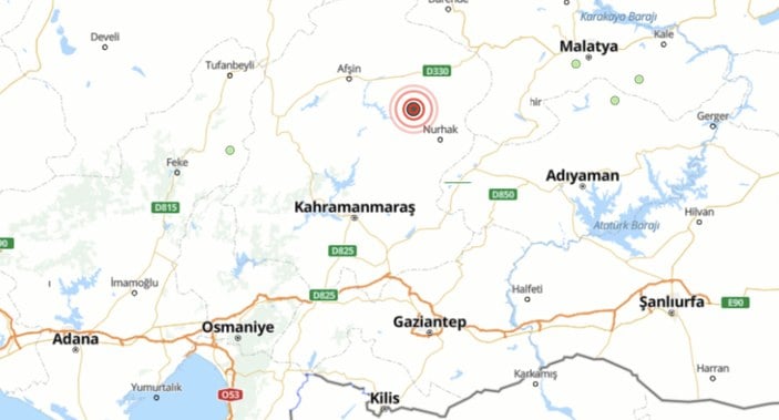 Kahramanmaraş'ın Nurhak ilçesi 4 büyüklüğünde depremle sarsıldı