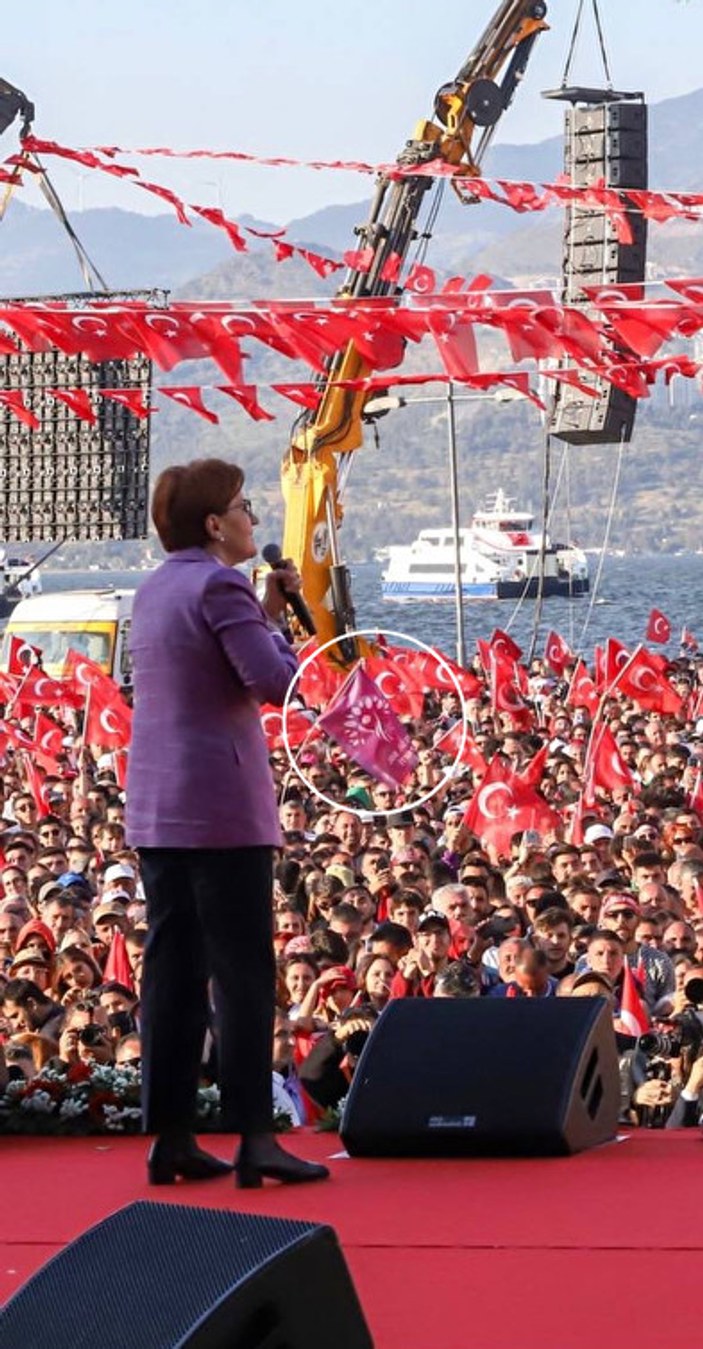 İzmir'de Meral Akşener konuşurken HDP flaması sallandı