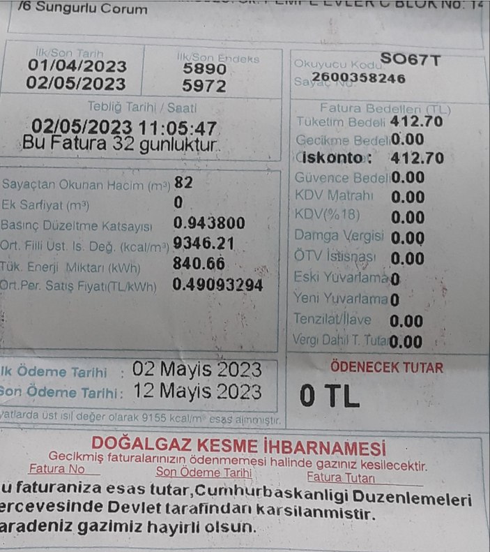 Ücretsiz doğalgaz faturaları evlere ulaşmaya başladı: Bu faturanız Devlet tarafından karşılanmıştır