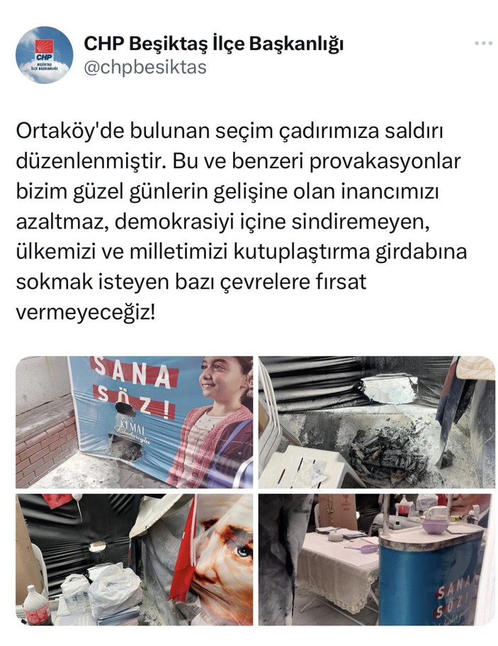 CHP'nin Beşiktaş'taki saldırı iddiası: Isınmak için çadıra giren şahsın akli dengesi bozuk şahıs çıktı