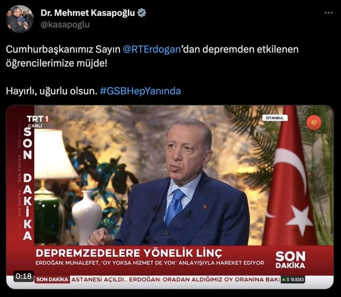 Cumhurbaşkanı Erdoğan'dan depremzede öğrencilere burs müjdesi