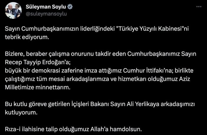Süleyman Soylu Tweet