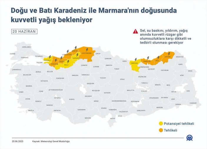 Doğu ve Batı Karadeniz'de kuvvetli yağış beklentisi