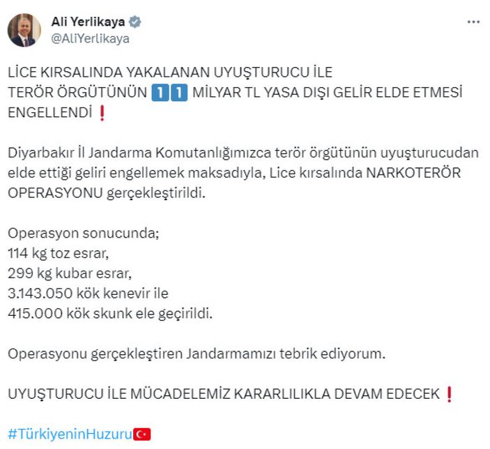 Ali Yerlikaya açıkladı! Terörün finans kaynağına 11 milyar liralık darbe