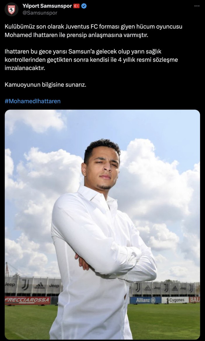 Samsunspor, Juventus'tan Mohamed Ihattaren ile anlaştı