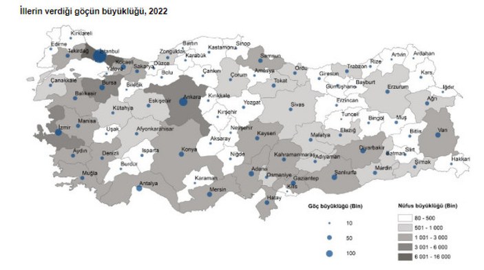 Türkiye'de geçen yılki iç göçün haritası yayınlandı! En çok göç alan il İstanbul