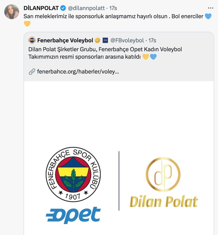 Dilan Polat Fenerbahçe'ye sponsor oldu sosyal medya yıkıldı! 'Enerci geldi'