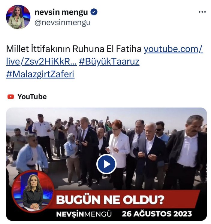 Nevşin Mengü'den dağılan Millet İttifakı'na ilk yorum: Ruhuna El Fatiha