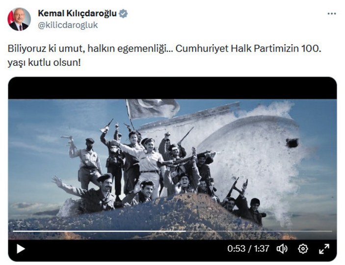 Kılıçdaroğlu'ndan skandal 100. yıl paylaşımı: Türk askeri yerine EOKA'yı koydu