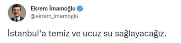 Ekrem İmamoğlu ucuz su tweeti