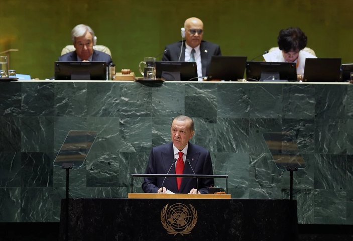 Cumhurbaşkanı Recep Tayyip Erdoğan, BM Genel Kurul Salonu'nda katılımcılara hitap etti